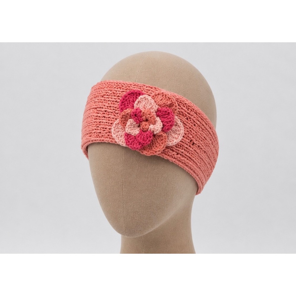 CC Exclusives Mauve Pink Knitted Headband Ear Warmer Crochet Flower NWT